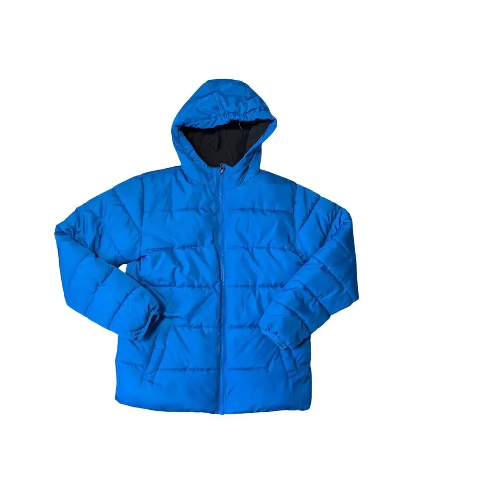 Swiss Tech Boys Blue Hooded Puffer Jacket Quilted Winter Coat Size L (10-12)
